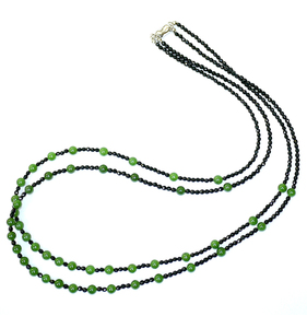 Bán Buôn Trang Sức Hạt Màu Đen Và Màu Xanh Lá Cây Giới Tính Của Phụ Nữ Ngọc Xanh Tự Nhiên Vòng Cổ - Product Image 2