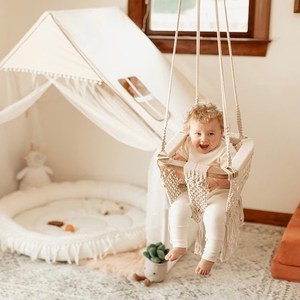 Hamaca de macramé para bebé, silla de columpio para bebé, hecha a mano - Product Image 1