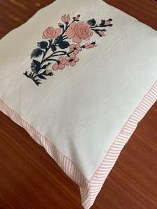 Funda de algodón con estampado de bloque de mano, cubierta de cojín cuadrada de lino, 40X40CM - Product Image 3