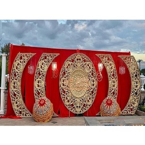 Marco de estilo C tallado dorado para escenario de boda Marcos de estilo Grand C Configuración para escenario de boda al aire libre Conjunto de telón de fondo de escenario de boda Reino Unido - Product Image 1