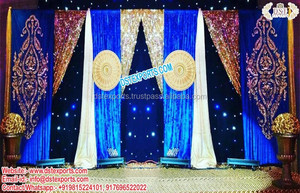 Telones de fondo bordados para escenario de boda, cortinas de fondo bordadas para escenario de boda real, hermosos telones de fondo para ceremonia Mehndi - Product Image 3