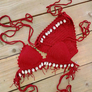 Conjunto de bikini de ganchillo rojo, bikini hecho a mano, felicidad. - Product Image 1