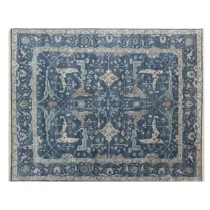 handmade carpet Persian Design Ivory & Blue Color Wool & Silk Hand Knotted rugs all size available Modern Area Rugs