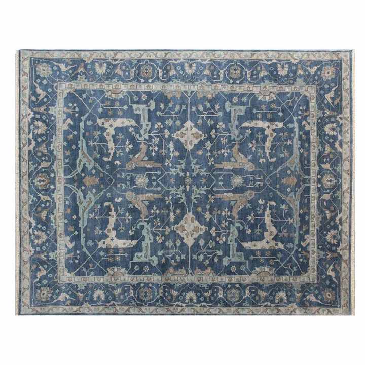 Handmade Carpet Persian Design Ivory & Blue Color Wool & Silk Hand Knotted Rugs All Size Available Modern Area Rugs