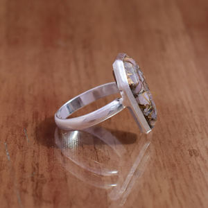 Coffin Shape Natural Pink Opal Copper Gemstone <b>925</b> <b>Sterling</b> <b>Silver</b> <b>Ring</b> Handmade <b>Silver</b> Opal <b>Ring</b> For Supplies & Manufacturer - Product Image 3