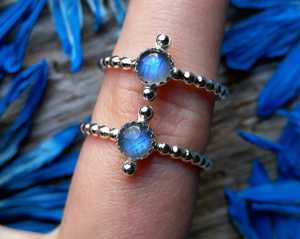 แหวนพลอยสีรุ้งประดับอัญมณีสีเงินสเตอริงแข็ง925อัญมณีชั้นดีพลอยรูปทรงกลมขายส่ง - Product Image 1