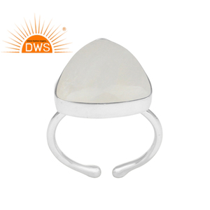 Triángulo fuego Arco Iris piedra lunar anillo plata fina hecho a mano declaración anillo joyería proveedor colección clásica - Product Image 1