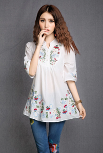 ชุดเดรสยาวปักลายดอกไม้หลากสีสำหรับเด็กหญิง,ชุดเดรสแขน3/4ส่วนสวมใส่สบายปรับแต่งจากโรงงาน - Product Image 4