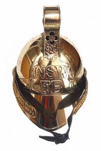 Casque de pont de feu britannique vintage en laiton massif doré brillant polonais portable chef marin pompier en cuir artisanat article de collection - Product Image 2