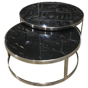 New <b>Round</b> Modern Luxury <b>Black</b> Marble with Texture Adjustable Living Room Iron Marble <b>Coffee</b> <b>Table</b> Multipurpose Sturdy <b>Table</b> - Product Image 2