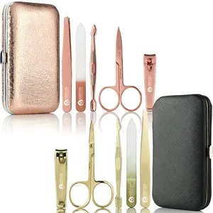 Manicure Set for Women & Girls, Professional Stainless Steel Nail Kit & Pedicure Kit with Luxury Travel Case Rose Gold/Black