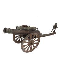 Sculpture de table artisanale en laiton vintage représentant un soldat canonier - Décoration de mariage, cadeau