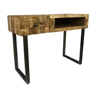 Table console portable en bois massif, meubles de salon, table à manger, bureau d'extérieur