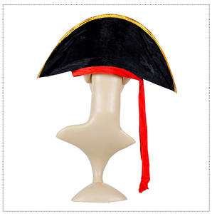 Promotion bon marché chapeau de fête Halloween crâne polyester matériel imprimé squelette chapeaux tissu capitaine Morgan Pirate chapeaux - Product Image 3