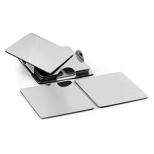 Ensemble de 6 sous-verres carrés en acier inoxydable king international avec support et mousse absorbante en caoutchouc à la base - Product Image 1
