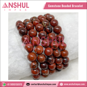 Worldwide Selling Red Color Healing 7.5in Poppy Jasper Round <b>Gemstone</b> Hand Beaded <b>Bracelet</b> at Wholesale Market Price - Product Image 6