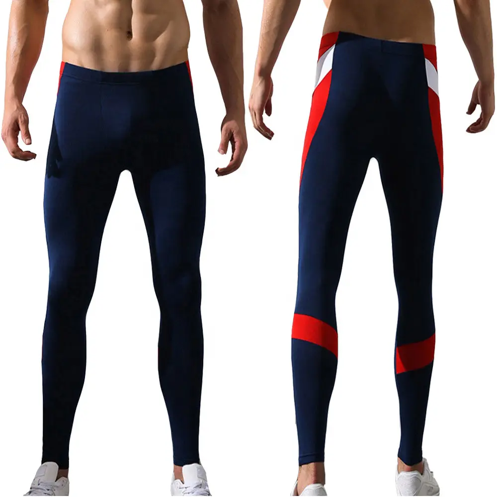 Men High Quality Stretchy Custom Branded Muti Color Panels Leggings Hot Selling Yoga Biker Jogger Pants Trendy Sports Gym Tights
