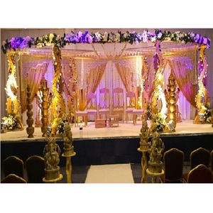 Mandap Circular de Madera Tallada Único para Bodas, Impresionante Mandap de Madera para Ceremonias Indias, Mandap de Matrimonio con Aspecto Dinámico, EE. UU. - Product Image 1