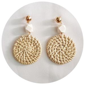 Pendientes de mimbre para mujer, pendientes de gota personalizados, pendientes de vacaciones - Product Image 2