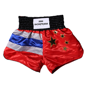 Pantalones cortos de boxeo tailandeses personalizados, nuevo estilo, bordado con logo impreso, apliques de trabajo - Product Image 6
