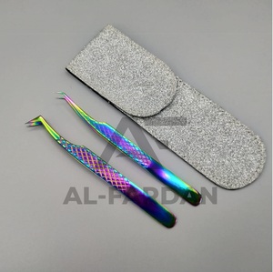 Vente en gros de haute qualité volume russe en forme de L pince à cils à 45 degrés cils pointus multicolores pince à sourcils fibre - Product Image 3