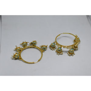 wholesale traditional 2022 latest meenakari jhumki golden matte finishing brass loop earing for <b>girls</b> and women - Product Image 2