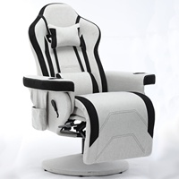 Chaise de Gaming ergonomique, siège en cuir, avec porte-tasses, Style course rose, pivotante, avec repose-pieds, pour bureau Gaming