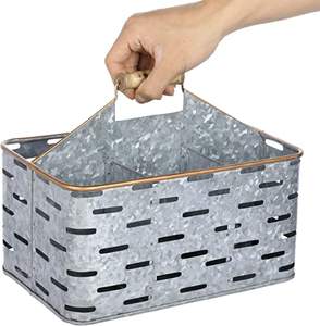 Grand caddie de cuisine galvanisé Design unique Forme personnalisée Parfait pour la vaisselle Rangement en étain Pièce d'organisation élégante - Product Image 4