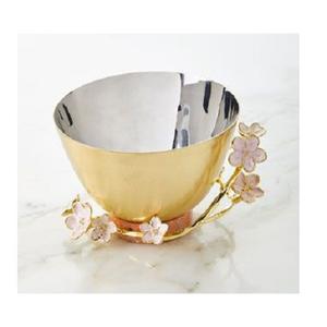 Cuenco decorativo de acero inoxidable y latón con cuchara Cuenco para servir dulces de forma redonda de calidad de lujo a la venta - Product Image 4