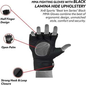 ถุงมือชกมวยครึ่งนิ้วสำหรับผู้ใหญ่6oz หนัง PU หนังวัวสำหรับ MMA คิกบ็อกซิ่งศิลปะการต่อสู้กรงฝึกโลโก้ออกแบบได้ตามต้องการ - Product Image 6