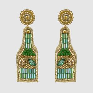 Boucles d'oreilles brodées de perles de graine de bouteille de vin faites à la main pour femmes et filles avec perle, fêtes de mariage principales, usage domestique, Inde directe - Product Image 3