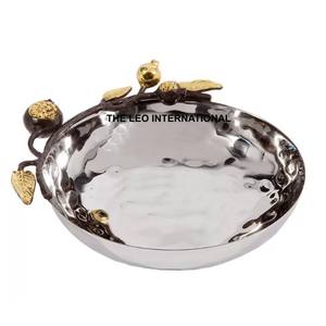 Cuenco decorativo redondo con diseño de forma de asta de Base pulida brillante, cuenco de mesa central de Metal de aluminio, cuenco elegante - Product Image 4