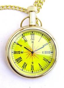 Nautical Antique Compass Look Dial Indian Look Gandhi Watch/Montre de poche avec boussole à longue chaîne par Calvin Handicraft - Product Image 2