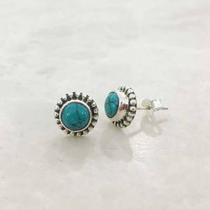 Venta al por mayor en línea 925 pendientes de plata esterlina con piedras preciosas turquesa diseño Popular bisel ajuste incrustaciones para regalo - Product Image 5