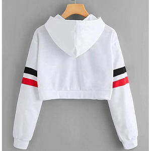 Sweat-shirt à capuche personnalisé pour femmes, haut court gris, tissu polaire, imprimé, coton uni, ras du cou, tendance 2020 - Product Image 6