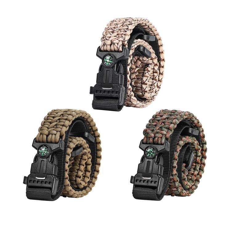 Energinox Открытый Кемпинг пеший Туризм выживающий паракордиальный Тактические пояса с компасом пять стартер свисток пряжка