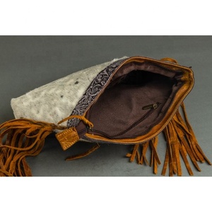 LW Custom Women's Genuine Leather Western Style <b>Shoulder</b> Bag <b>Sling</b> Cross Body with Feather Fringe Assorted Colors Ladies Purse - Product Image 4