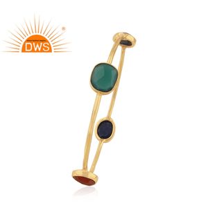 Natural Onyx Gemstone Bangle Wholesale 18k <b>Gold</b> Plated 925 Silver Bangle Jewelry Supplier Vintage Collection - Product Image 2
