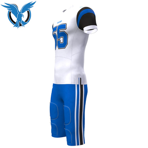 Conjunto de Uniforme de Fútbol Americano Sublimado Personalizado BLUE EAGLE SPORTS para Hombre, Blanco y Azul, Número 55, Ajustado, Manga Corta, Absorbe la Humedad - Product Image 2