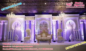 Escenario de boda con marco Rajwada de fibra dorada, el mejor marco trasero Rajwada, escenario de boda con marco dorado tallado, decoración para eventos en Australia - Product Image 3