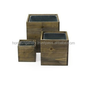 Maceta de madera Rectangular rústica para jardín y balcón, venta al por mayor - Product Image 2