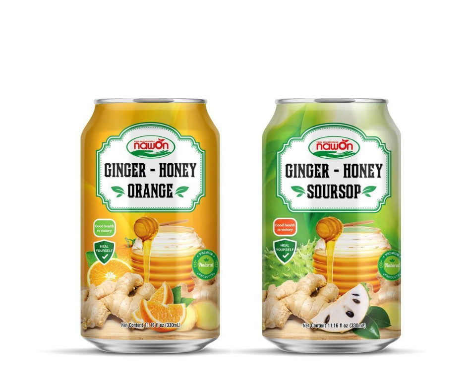Wholesale HACCP Canned Honey-Ginger Juice Bulk 330ml NAWON Euro Organic OEM