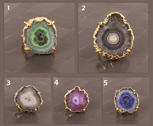 Anillo de cuarzo natural con energía solar para mujer, sortija ajustable hecha a mano, con diseño bohemio, color negro, unisex - Product Image 2