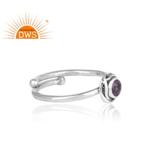 Naturel Améthyste Pierres Précieuses Bague Enveloppé 925 Empilable En Argent Sterling Bague Pour Toutes Les Tailles Fabricant De Bijoux - Product Image 3