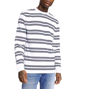 Camisetas de algodón de alta calidad para hombre OEM, bordado personalizado, mangas completas, de talla grande, diseño en blanco, tejido transpirable a la venta - Product Image 2