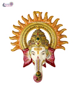 Colgante de pared de Metal Meenakari Lord ganesha ji face & surya, decoración de pared de ganesha Ganpati, vastu surya ganesha - Product Image 3