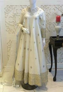 Robe longue au sol très élégante @ 2022, broderie brodée avec perles de verre de cristal, dbka, travail pour vêtements de fête, mariage - Product Image 2