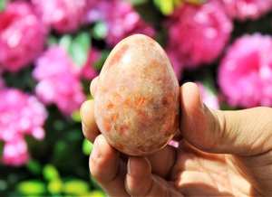 Mini Oeuf de Pierre de Soleil Orange Fait à la Main 55MM Pierre Naturelle pour Esprit de Méditation Pierre pour Guérison Décoration de Bureau Cadeau Feng Shui - Product Image 4