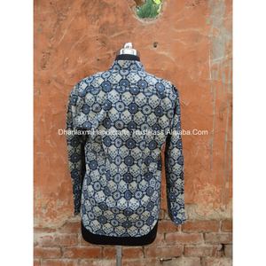 Ajrakh-Camisa de manga larga para hombre, camisa con estampado de bloques, diseño 100% algodón, para playa, la mejor calidad - Product Image 4