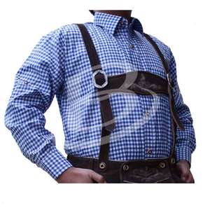 Chemises à carreaux pour hommes, été, manches longues, coupe ajustée, col rabattu, douces, décontractées, avec poche avant, 100% coton sergé, boutons en corne - Product Image 6